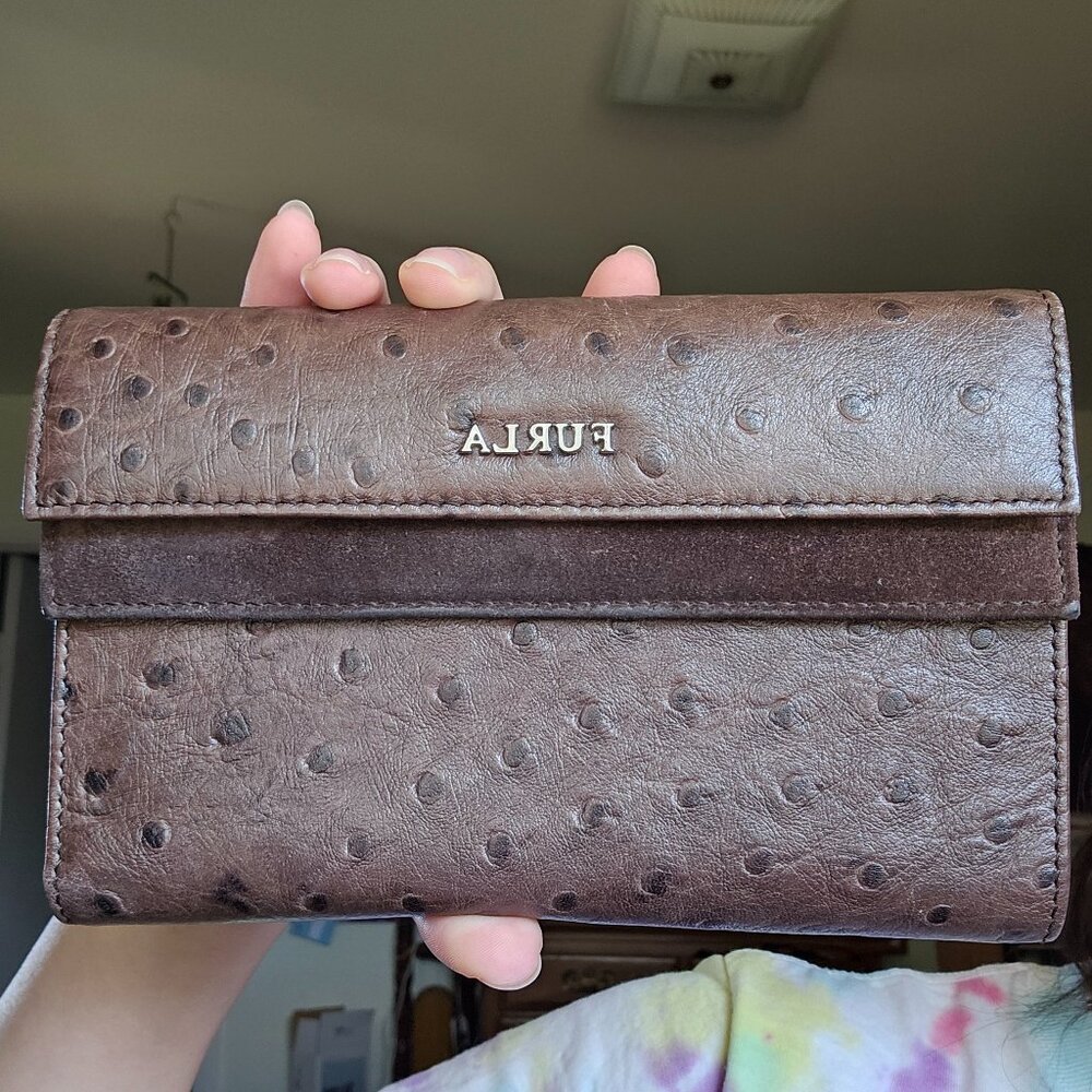 RARE FURLA Ostrich and Suede Bag and Wallet - Picture 3 of 17
